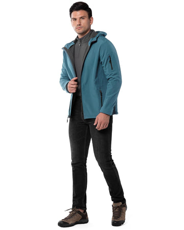 Men's Softshell Jacket Fleece Lined, Water Resistant Winter Warm Shell Jacket Coat Lightweight Outdoor Hiking - 33,000ft
